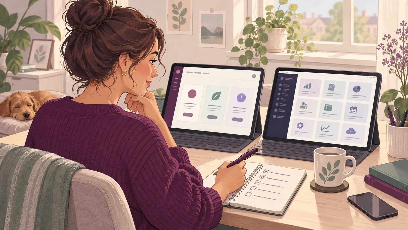 A sole trader compares a simple accounting interface with a platform containing more features.