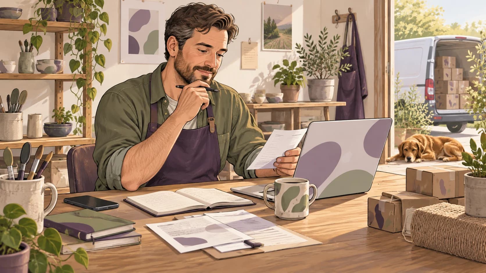 Editorial illustration: Built around the everyday work of a sole trader