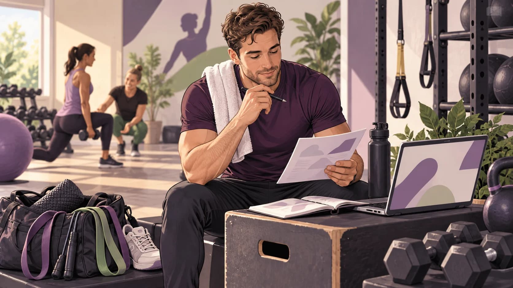 Editorial illustration: Personal trainers: claiming gym rent, equipment and professional development