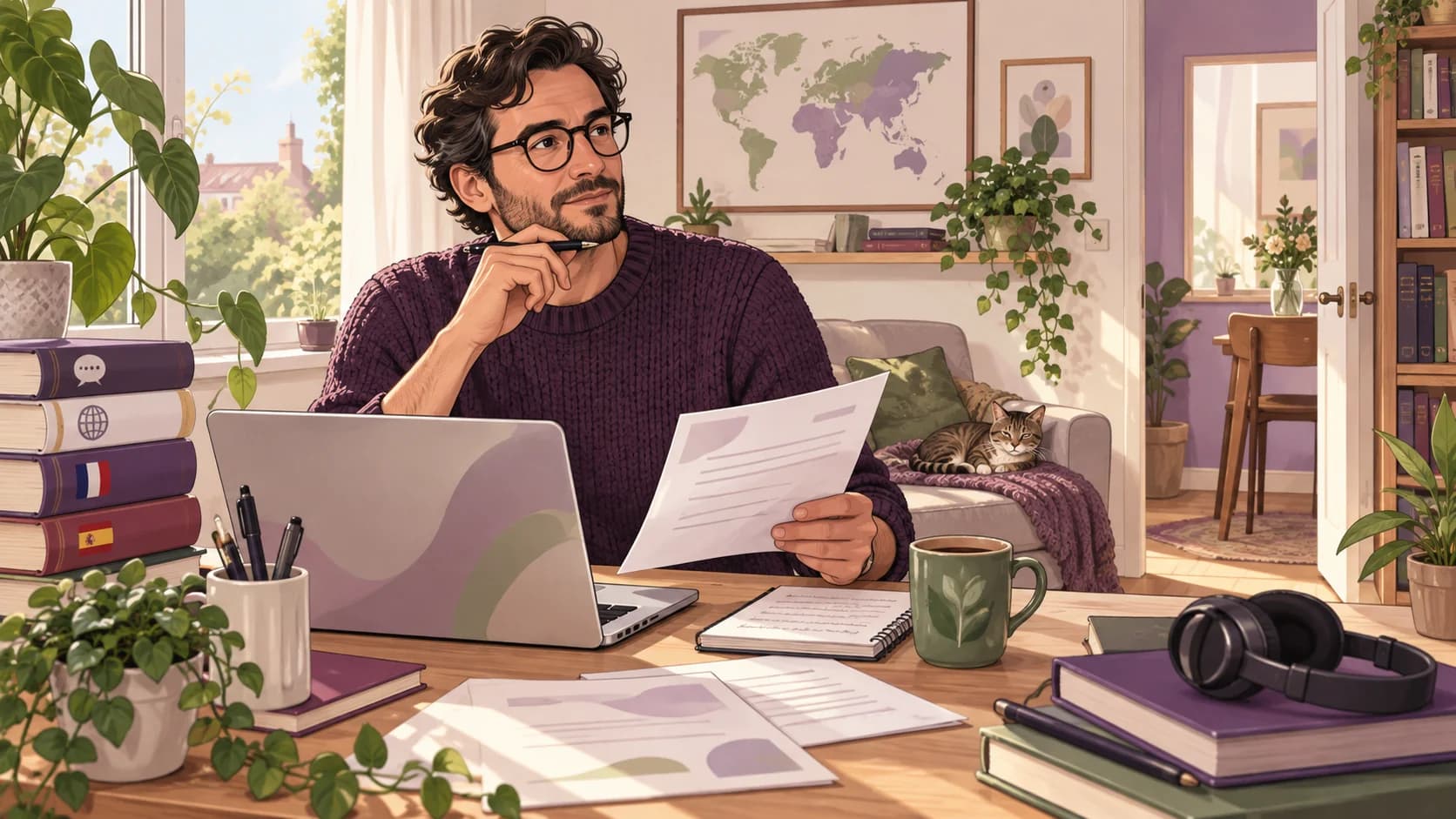 Editorial illustration: Translators and copywriters: calculating business use of the home