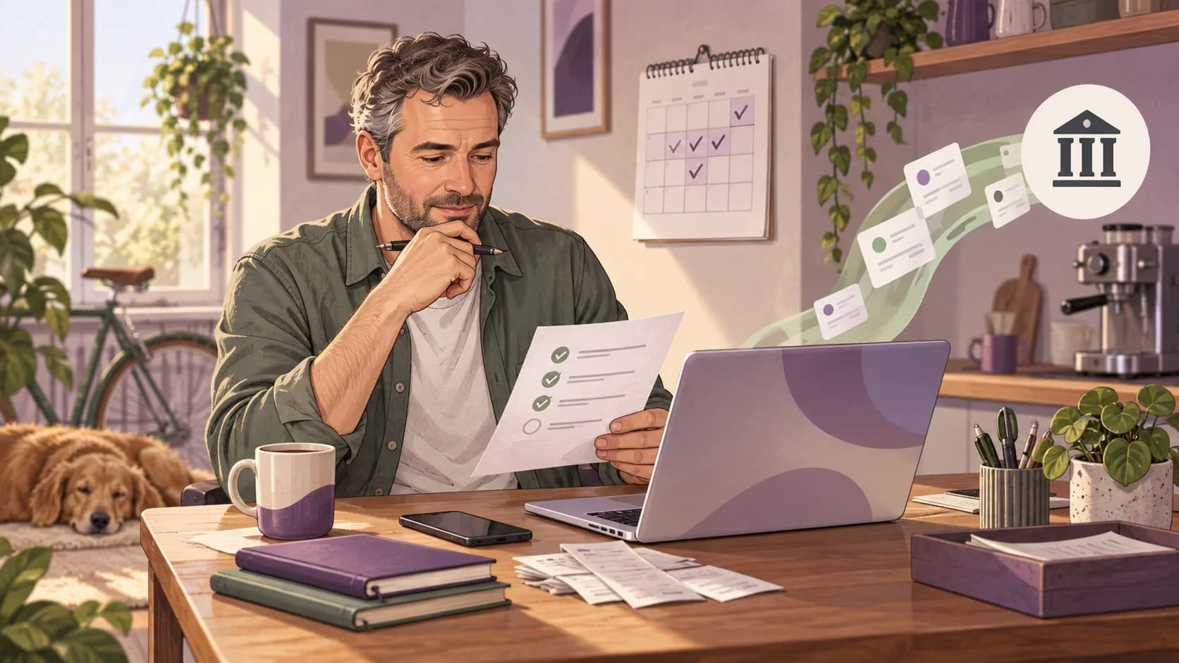 Editorial illustration: What to do with your bank records after an MTD quarter ends