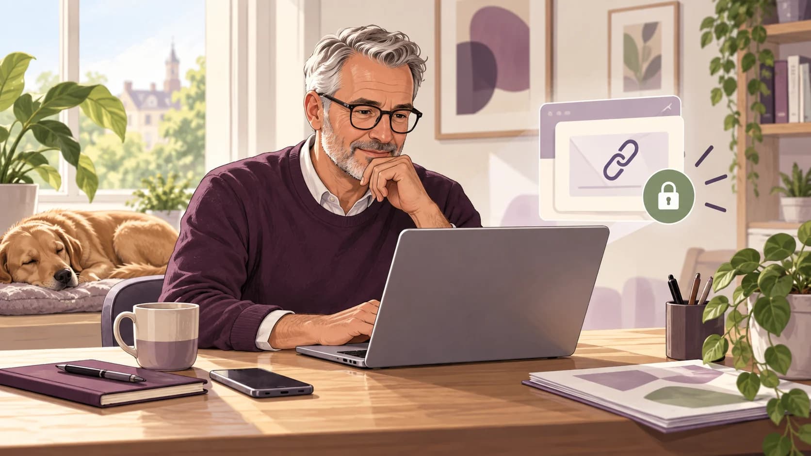 Editorial illustration: Using portal access links securely: what Avona clients should check