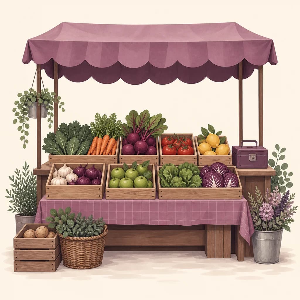 Illustration for market stall traders