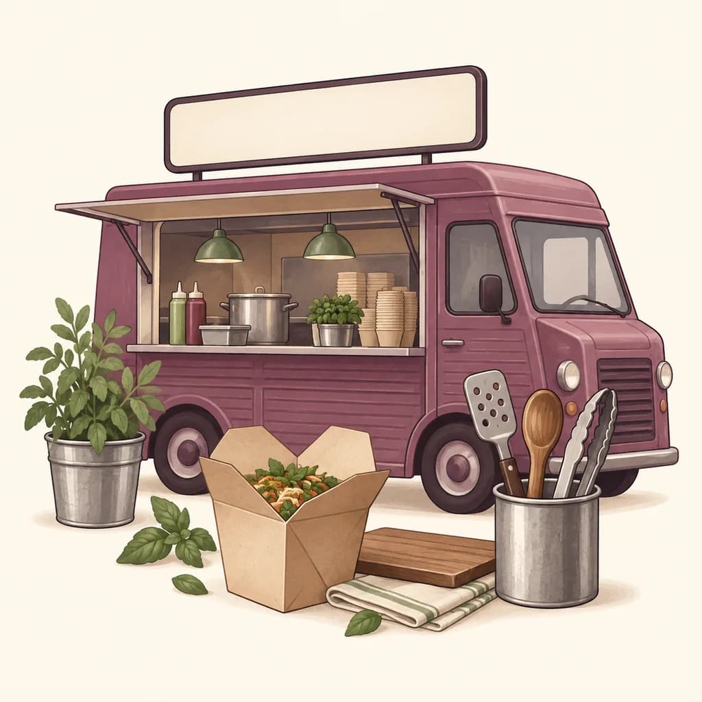 Illustration for mobile caterers and food trucks